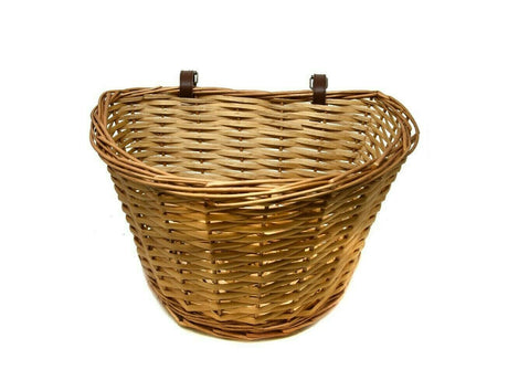 Ammaco 15L Vintage Style Wicker Front Bicycle Basket with Tan Straps - Sportandleisure.com (6968088723610)