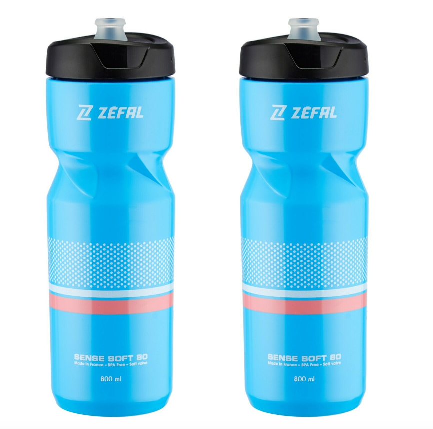 2 x Zefal Sense Soft 80 Water Bottle - 800ml - Cyan - Sportandleisure.com