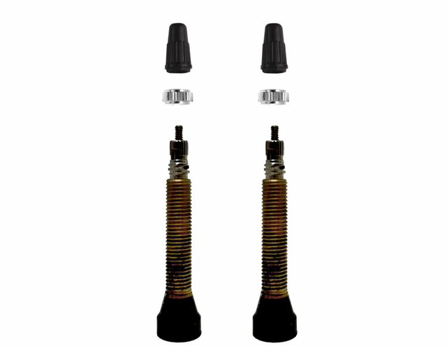 34mm Brass Tubeless Valves - Pair - Removable Valve Core - Sportandleisure.com