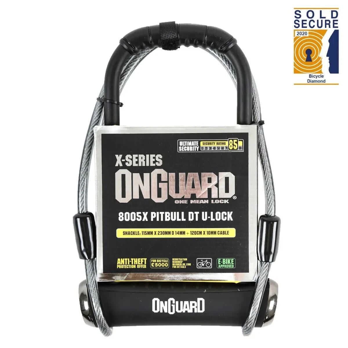 OnGuard Pitbull DT 8005 Large U-Lock - Sold Secure Diamond - Sportandleisure.com