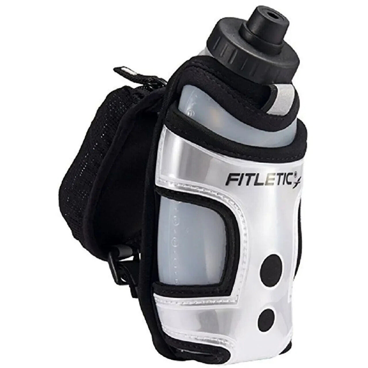 Fitletic HydraPocket - Handheld Water Bottle Carrier - Black / Silver - Sportandleisure.com