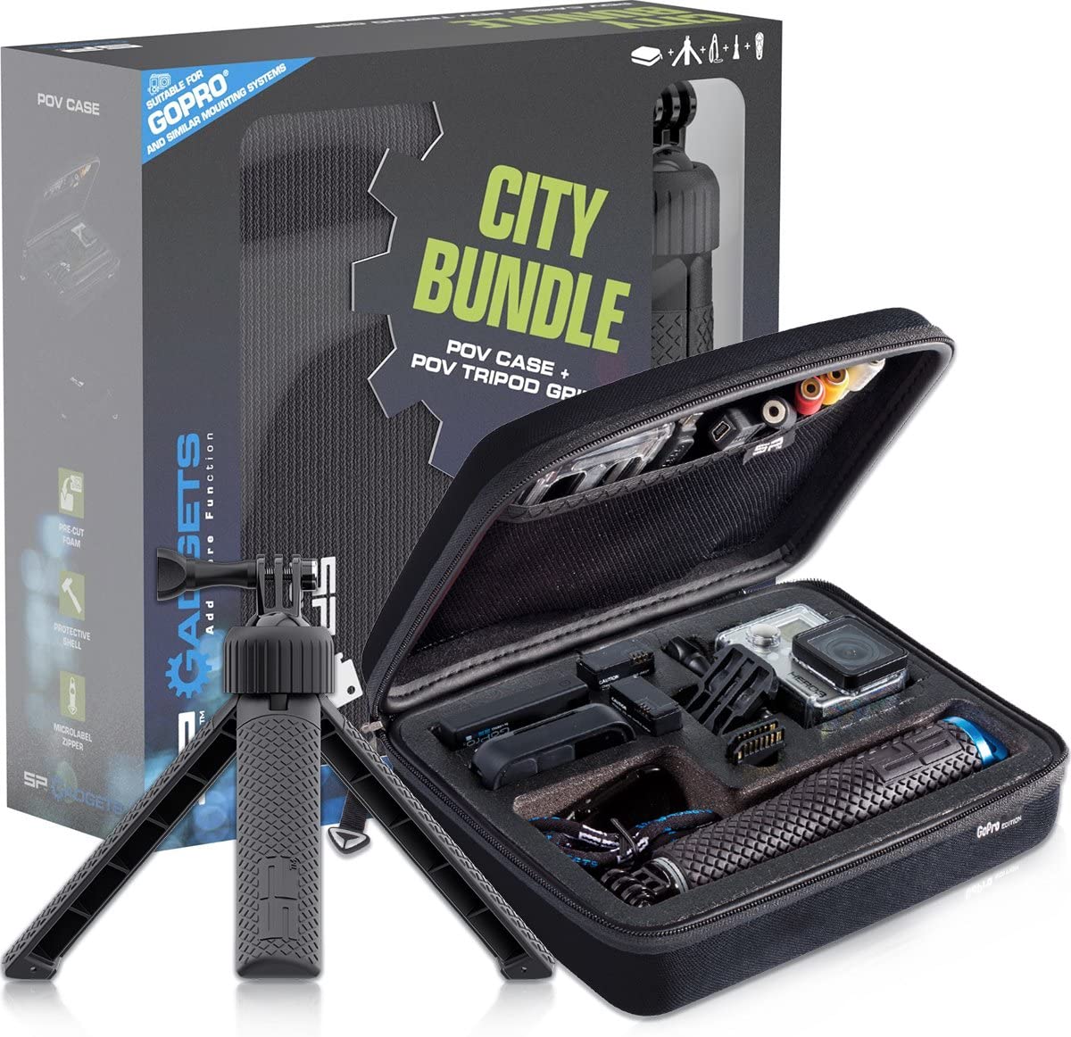 SP Gadgets GoPro Action Cam Tripod City Bundle - POV Case + POV Tripod Grip (7607308386561)