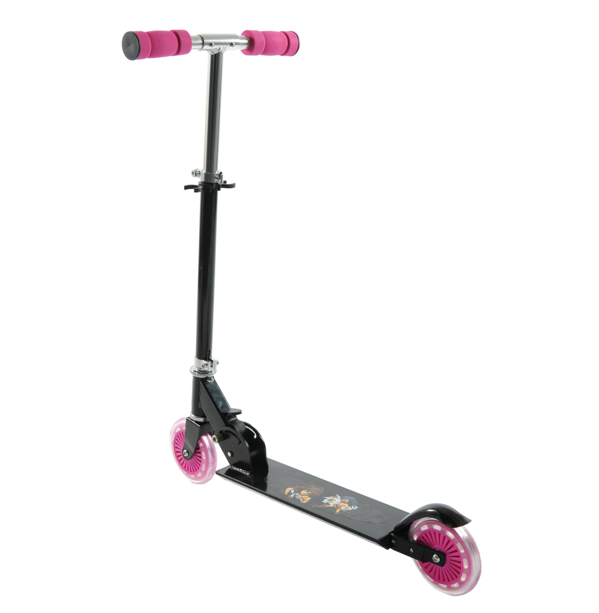 Ninja 2 Wheel Inline Kids Scooter - Black & Pink - Foldable Design - Sportandleisure.com