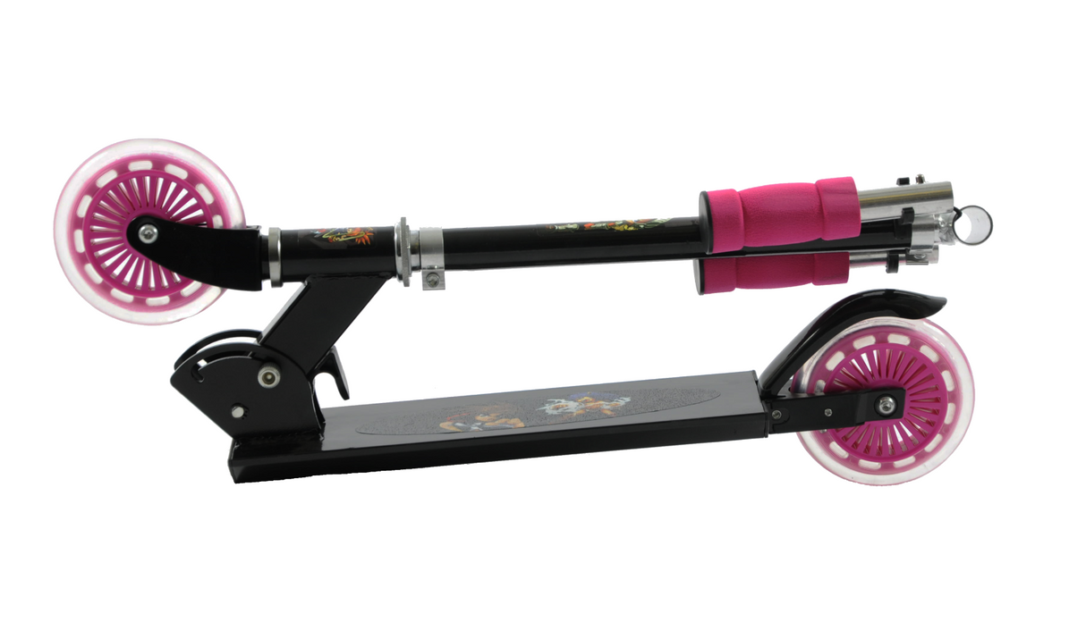 Ninja 2 Wheel Inline Kids Scooter - Black & Pink - Foldable Design - Sportandleisure.com