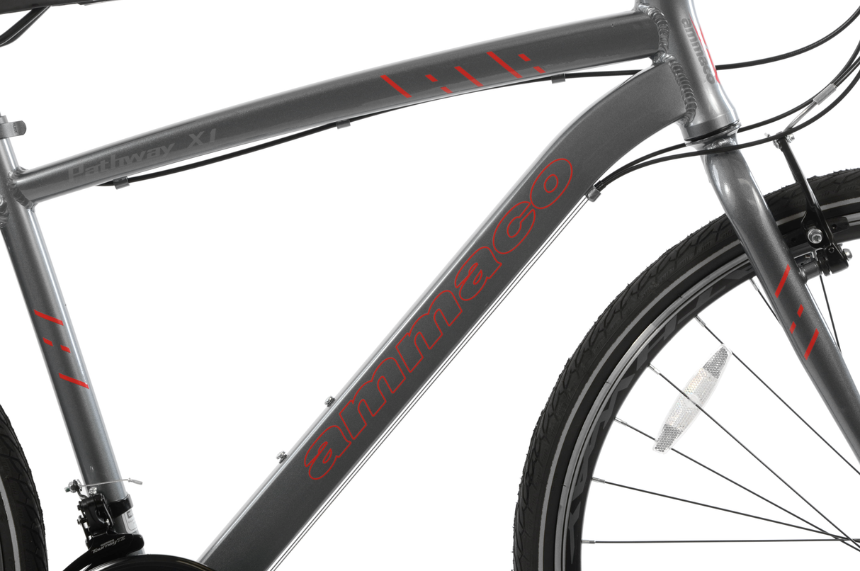Ammaco Pathway X1 700c Men s Sports Hybrid Bike Grey Sportandleisure