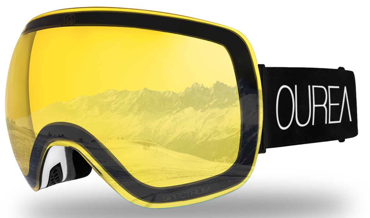 Yellow lens top ski goggles