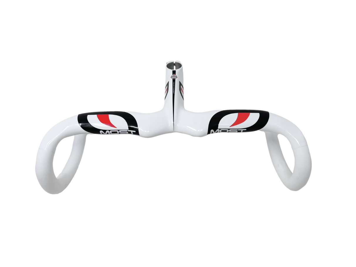 Pinarello Most Talon1K Carbon Handlebars With Integrated Stem 420/120mm - White - Sportandleisure.com